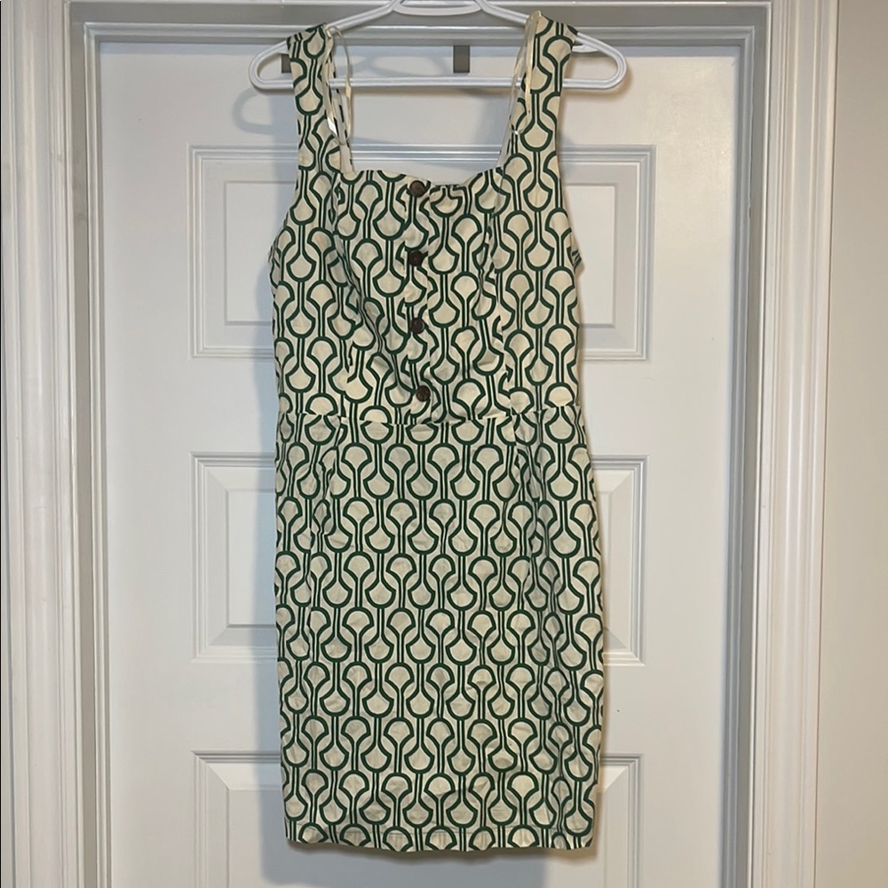 Stylish Green and White Patterned Dress